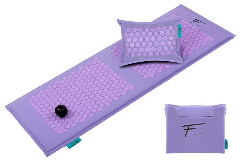 Fitem - Xl Acupressure Mat With Pillow - 100% Natural Coconut Filling - Massage - Relieves Back And Neck Pain - Sciatica - Muscle Relaxation - Relaxation And Reduces Insomnia - NewNest Australia