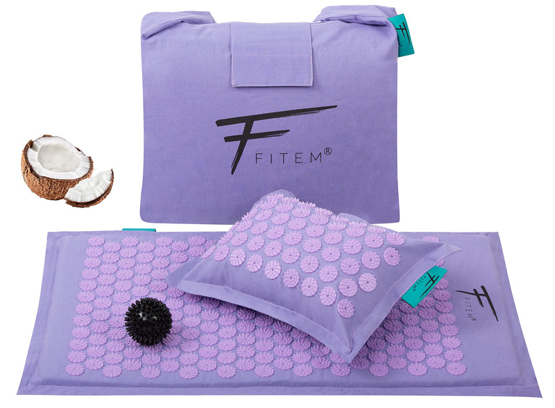 Fitem - Acupressure Mat With Pillow - 100% Natural Coconut Filling - Massage - Relieves Back And Neck Pain - Sciatica - Muscle Relaxation - Relaxation And Reduces Insomnia - NewNest Australia