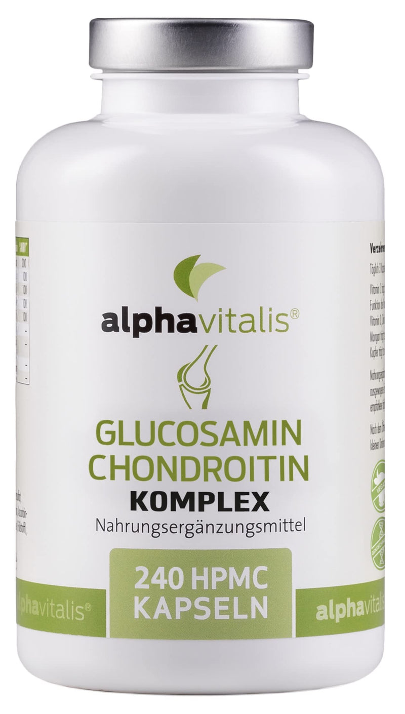 Glucosamine + Chondroitin Complex With Hyaluronic Acid, Msm, Zinc, Manganese - Vegan - 240 Capsules Without Magnesium Stearate - Joint Capsules From Alphavitalis - NewNest Australia