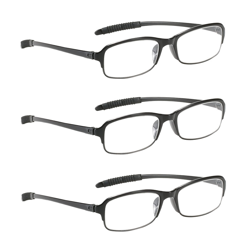 NRDIK PROFLEX LIGHTWEIGHT (Pack of 3) Flexible Reading Glasses - Impact Resistant, Scratch Resistant, Bendable, Non-Slip, Unisex (Men + Women) Affordable +1.0, 1.5, 2.0, 2.5, 3.0, 3.5 , 4.0 - (oval, mixed color) Black 2.0 diopters - NewNest Australia