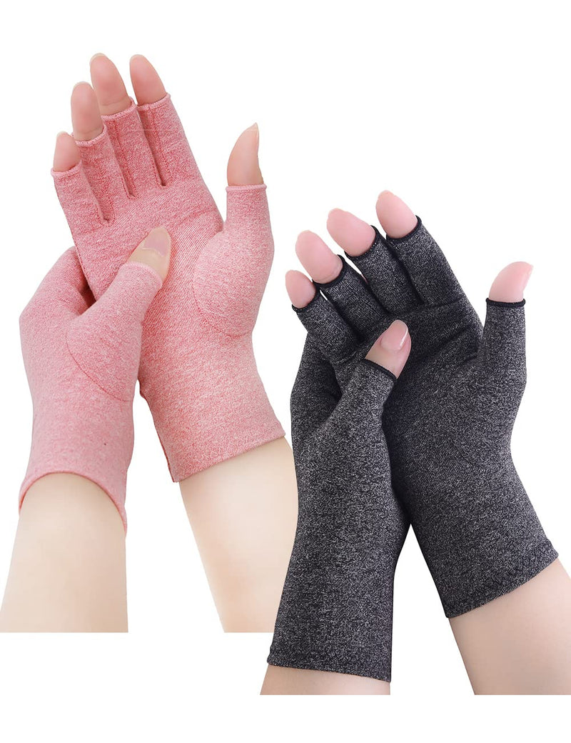 Osteoarthritis Gloves, Fingerless Gloves, Rheumatism Compression Gloves, Arthriti Gaming Gloves, Rheumatic Pain Relief, Rsi, Carpal Tunnel Syndrome (M, Gray + Pink) - NewNest Australia
