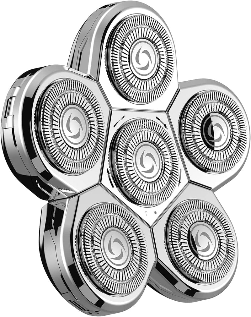 Kibiy replacement blade head for men's electric bald razors, wet and dry shaving heads for head razors, with 6 double rings & self-sharpening, silver... silver, replacement head only - NewNest Australia