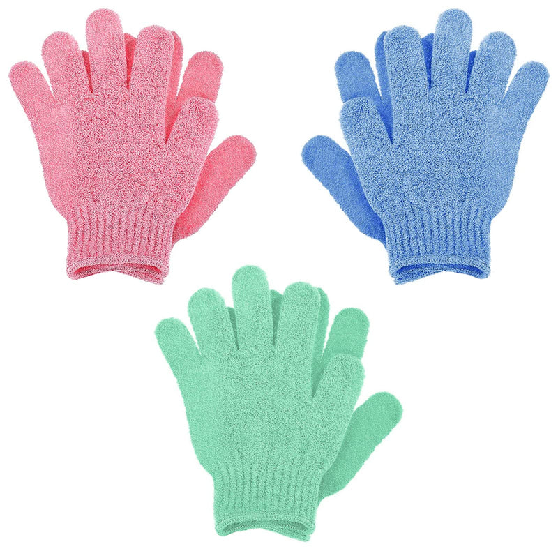 Sibba Pack of 6 Exfoliating Wash Gloves, Dual Texture Bath Gloves for Shower Body Exfoliating Exfoliating Dead Skin Exfoliating Glove Natural Loofah Washcloth - NewNest Australia