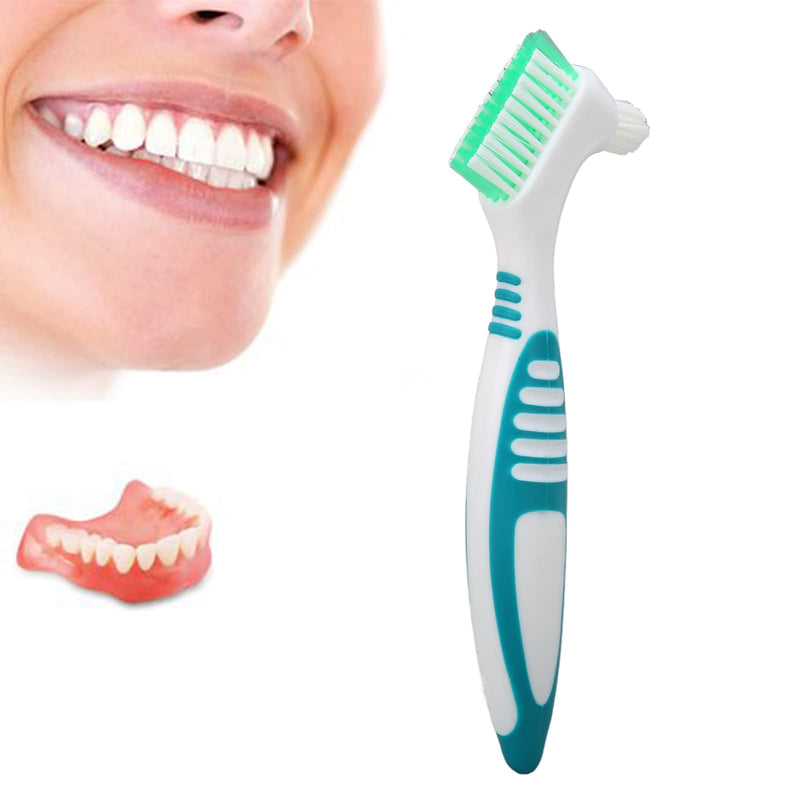 Denture brush, plaque removal, effective cleaning, prevents tartar, false teeth, toothbrush - double-sided bristles - NewNest Australia