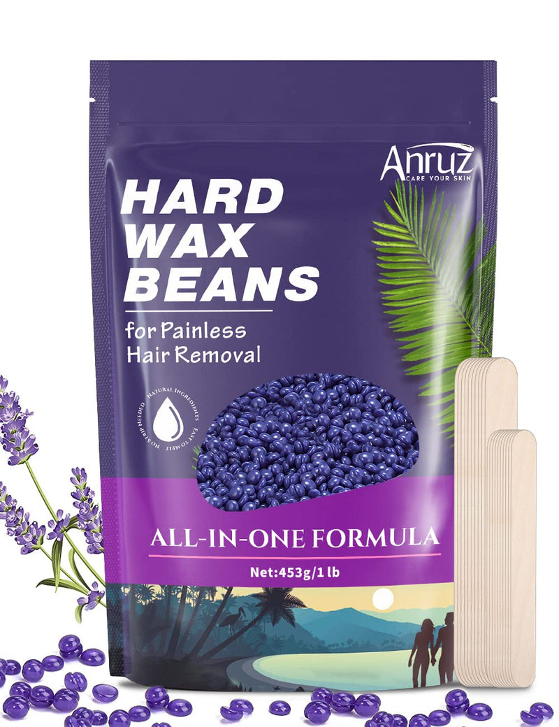 Anruz Waxing Beads For Sensitive Skin - 453G Wax Beads Hair Removal With 20 Applicators - Purple Wax Beads For Eyebrows, Face, Fine Hair At Home Waxing For Wax Warmers - NewNest Australia