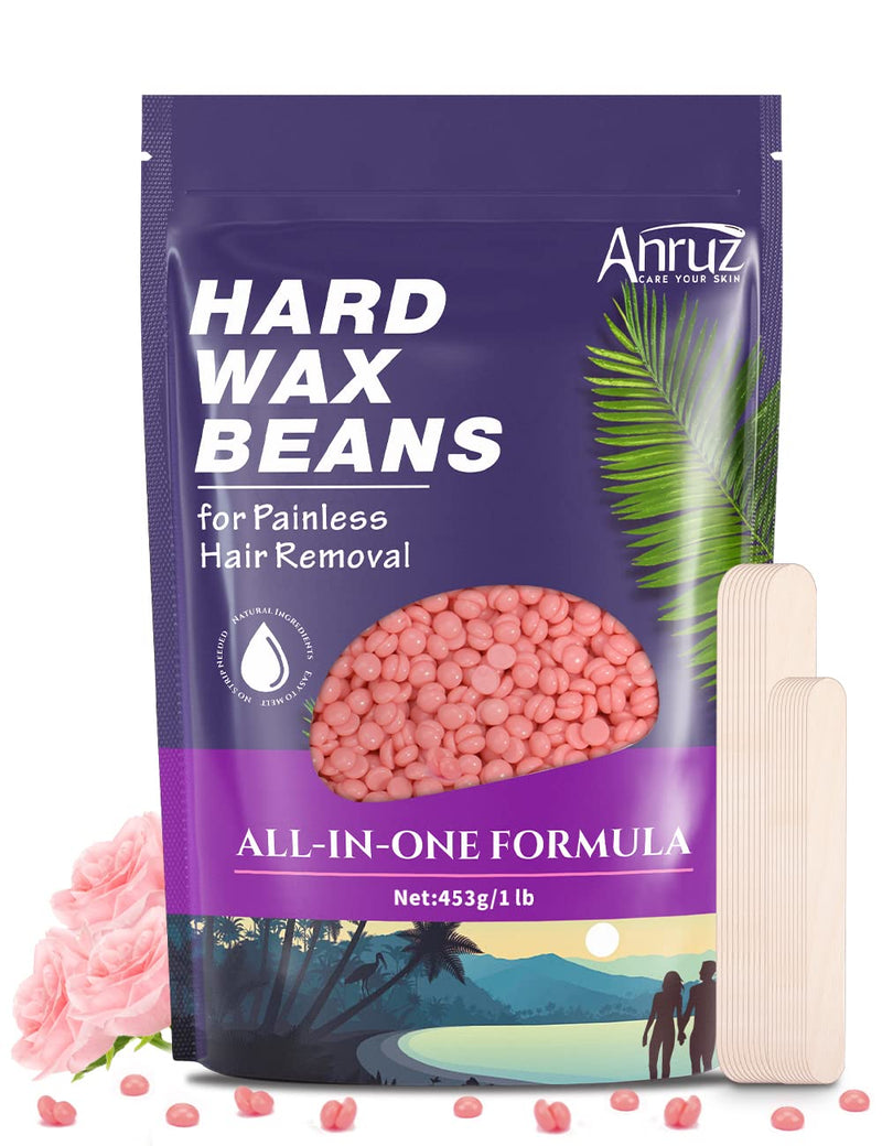 Anruz Waxing Beads For Sensitive Skin 453 G Wax Beads Hair Removal With 20 Applicators Rose Wax Beads For Armpit, Brazilian, Bikini, Leg And Coarse Hair At Home Waxing For Wax Warmers - NewNest Australia