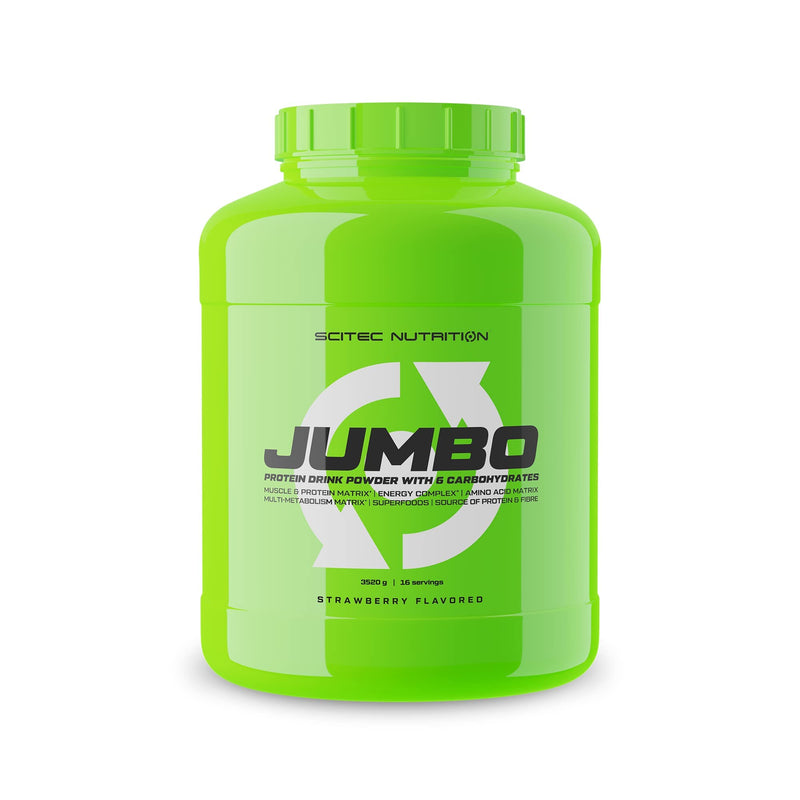 Scitec Nutrition Jumbo Protein Drink Powder With Carbohydrates, Creatine, L-Arginine, Betaine, Bioperine, Mct Oil Powder, With Added Amino Acids, 3.52 Kg, Strawberry - NewNest Australia