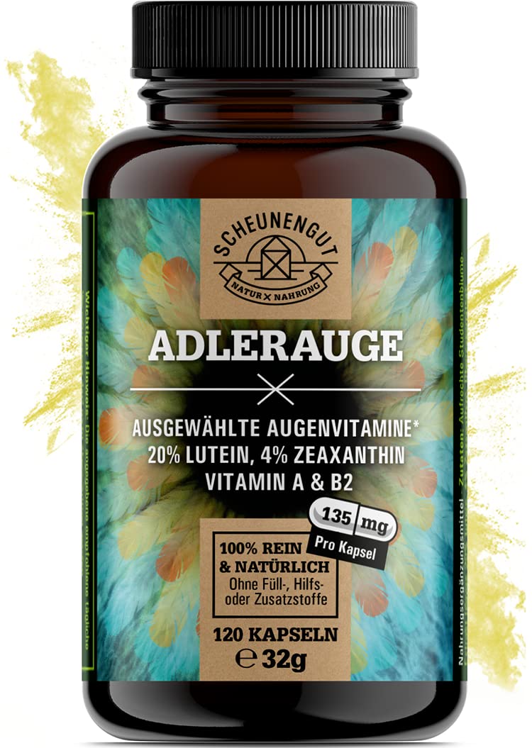 Adlerauge Eye Vitamins High Dose Important: Laboratory-Tested 5-Way Eye Complex With Lutein, Zeaxanthin, Blueberry Extract, Beta Carotene, Vitamin A & Bi 120 Pieces I Vegan & From De I Schwanzength - NewNest Australia