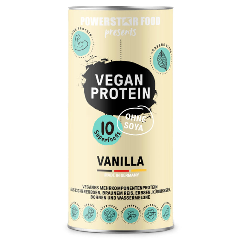 Powerstar Vegan Protein 500 G, Vegan Protein Powder Without Soy, Multi-Component Protein Powder Supplemented With 10 Superfoods, Made In Germany, Ideal For Muscle Building, Vanilla - NewNest Australia