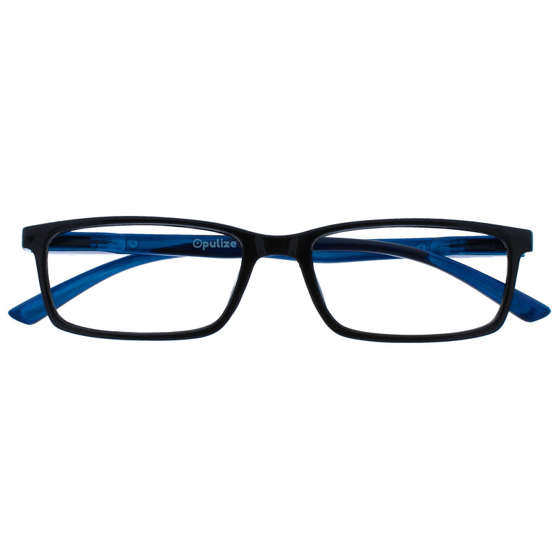 Opulize Sea Glasses Blue Light Filter Narrow Frame Spring Hinges Improve Sleep Computer Glasses Gaming Anti-Reflective Men Women B9 One Size Black Blue Arm - NewNest Australia