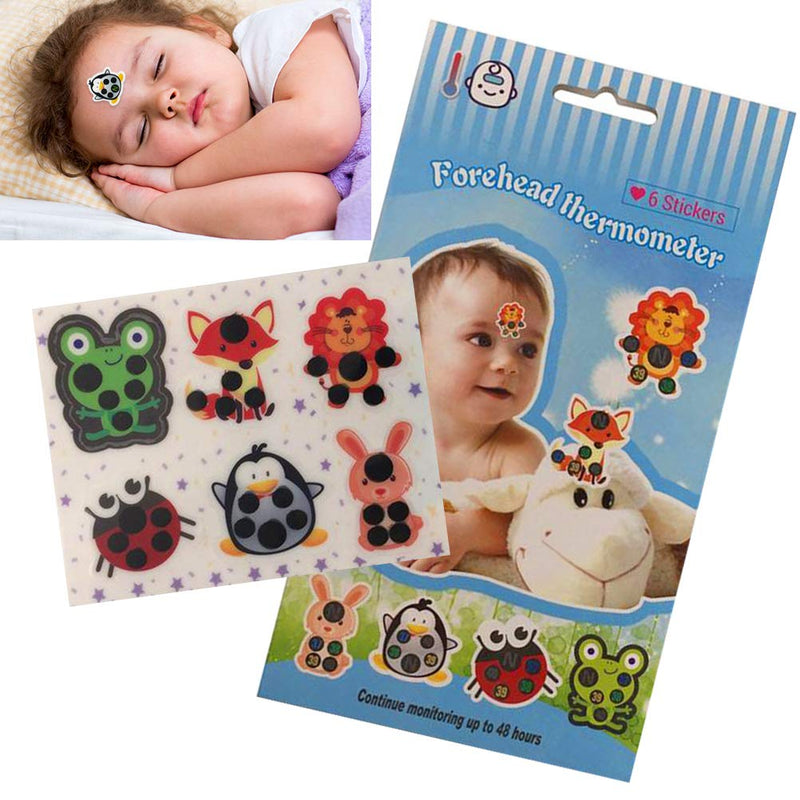Tianbi 6pcs Forehead Head Strips Baby Head Thermometer Cartoon Forehead Thermometer Sticker Infant Fever Thermometer Body Temperature Test - NewNest Australia