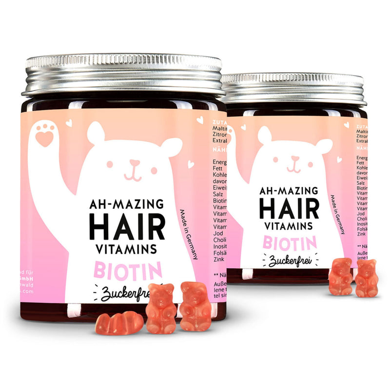 Pack Of 2 Biotin High Dose 5000 Œºg + Zinc - Gummy Bears For Normal Hair Growth - Skin Hair Nails Complex - Vegan, Sugar-Free Hair Vitamins - 120 Pieces For 4 Months - Bears With Benefits - NewNest Australia
