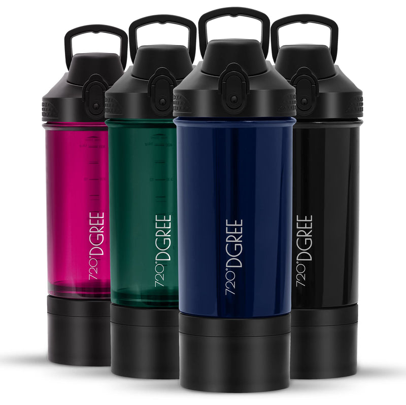 720°DGREE Protein Shaker “uberShaker” - 550ml - Premium protein shaker with powder compartment - Leak-proof, BPA-free - Shaking cup, mixing cup for creamy protein shakes, gym, workout, nutrition Sapphire Blue - Blue incl. container - NewNest Australia