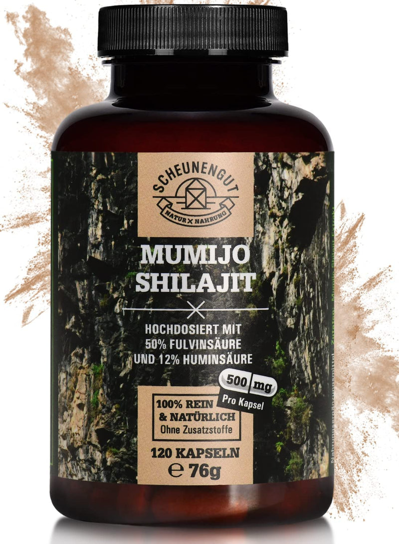 Shilajit - 1000 Mg Per Daily Dose, High Dose - Important: 10:1 Extract (= 10,000 Mg Mumijo Shilajit Per Dose) + 50% Fulvic Acid & 12% Humic Acid I 120 Shilajit Capsules I Certified I De I Scheunengut - NewNest Australia
