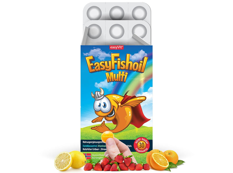 EasyFishoil Multivitamin Omega 3 Jelly - 30 days with 11 vitamins Soft Jelly High dosage, pure fish oil capsules for children - natural lemon & orange flavor KIDS EasyFishoil Multi - NewNest Australia