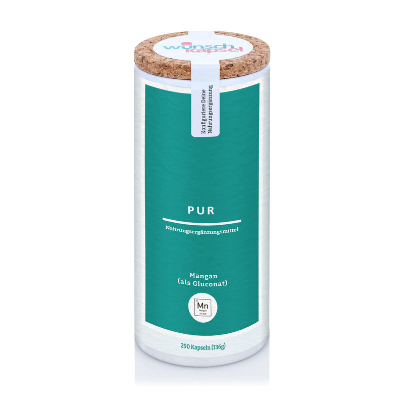 Manganese gluconate pure (5 mg manganese daily), 290 vegan capsules from the German wish capsule manufacturer - NewNest Australia