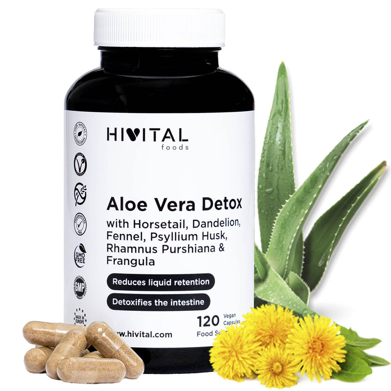Aloe Vera Detox. 120 Vegan Capsules For 4 Months. With Cascara Bark, Frangula, Horsetail And Dandelion. Diuretic And Natural Laxative. Eliminates Toxins And Regulates Digestion. - NewNest Australia