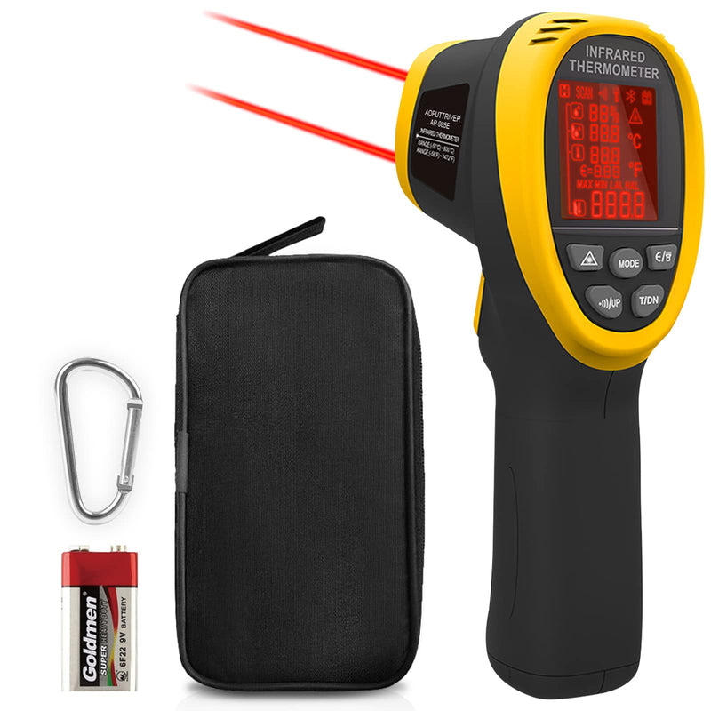 Infrared Thermometer, Ap-985E Laser Thermometer -58‚Ñâ~1472‚Ñâ, D:S=16:1, Non-Contact Thermometer With Humidity, Ambient Temperature And Dew Point, Temperature Alarm„ênot For Humans„ë Ap-985Eôºàyellowôºâ - NewNest Australia