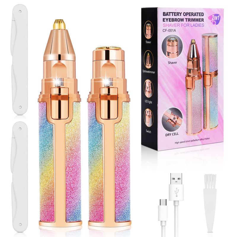 ACWOO Facial Hair Remover for Women, 2 in 1 USB Electric Eyebrow Shaver, Painless Eyebrow Trimmer Women with Eyebrow Knife for Body Lips Chin, Built-in LED Light - NewNest Australia