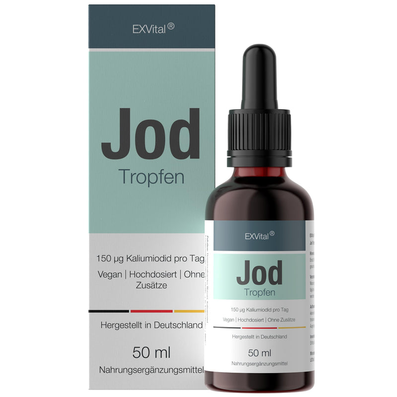 Iodine drops, 150 µg high-dose potassium iodide per daily dose, liquid iodine, vegan, no additives & no alcohol, 50 ml, Made in Germany - NewNest Australia