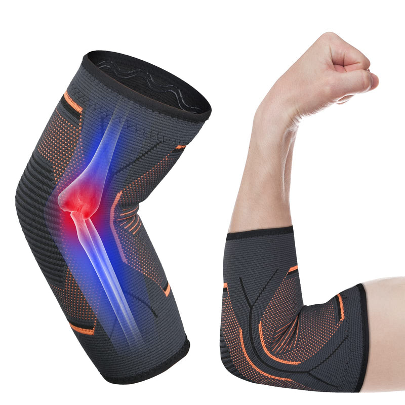 Acwoo Elbow Bandage, Non-Slip Elbow Bandage For Men And Women, Elbow Support Sleeve For Left/Right, Breathable Compression Elbow Support For Tennis, Volleyball, Golf, Orange (L) - NewNest Australia
