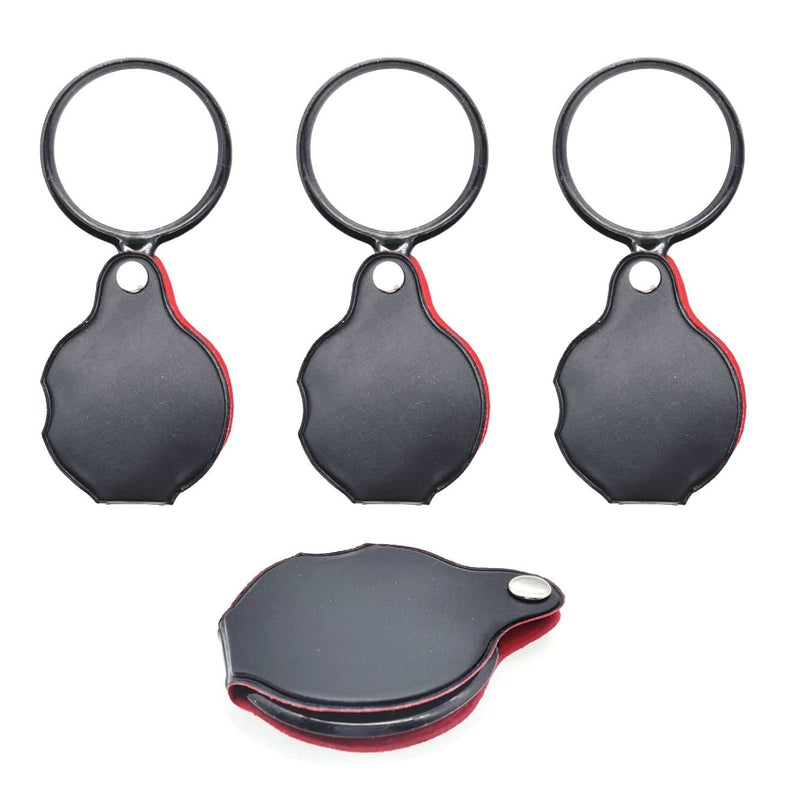 Jzk Pack Of 3 Mini Foldable Pocket Magnifying Glass Small Optical Glass With Leather Protective Case, Small Pocket Magnifying Glass For Reading Hobbies, Small Magnifying Glass With Leather Protective - NewNest Australia