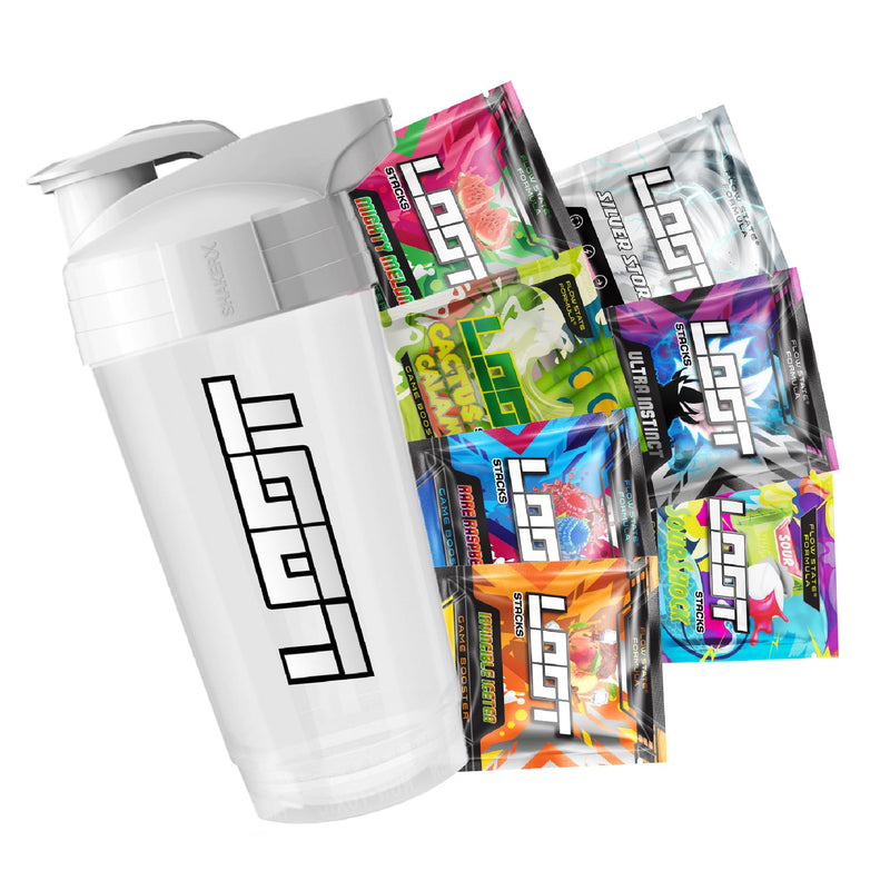 LOOT - Shaker with 7 game booster stacks/energy drink with 200 mg caffeine & taurine/gaming trial set for concentration, endurance and responsiveness - NewNest Australia