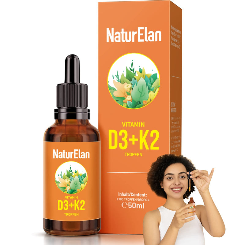 Vitamin D3 K2 high-dose drops - 50ml, 1000 IU vitamin D3 per drop, vegetarian, without additives, produced in Germany - NewNest Australia