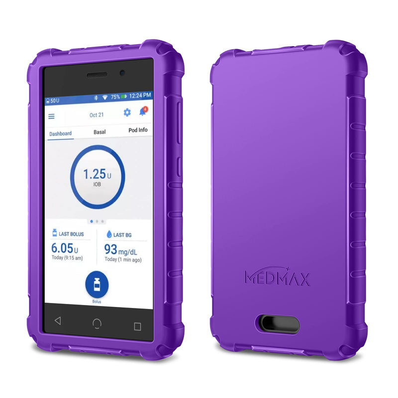 Medmax Silicone Case For Omnipod Dash Pdm (Personal Diabetes Manager), Lightweight Shockproof Anti Slip Protective Cover Soft Gel Skin With Raised Bezel For Omnipod Dash Device (Purple) - NewNest Australia