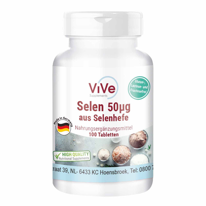 Selenium 50µg - 100 tablets from selenium yeast for 100 days, vegan, only 1 tablet daily, organic selenium | Quality from Germany from ViVe Supplements - NewNest Australia