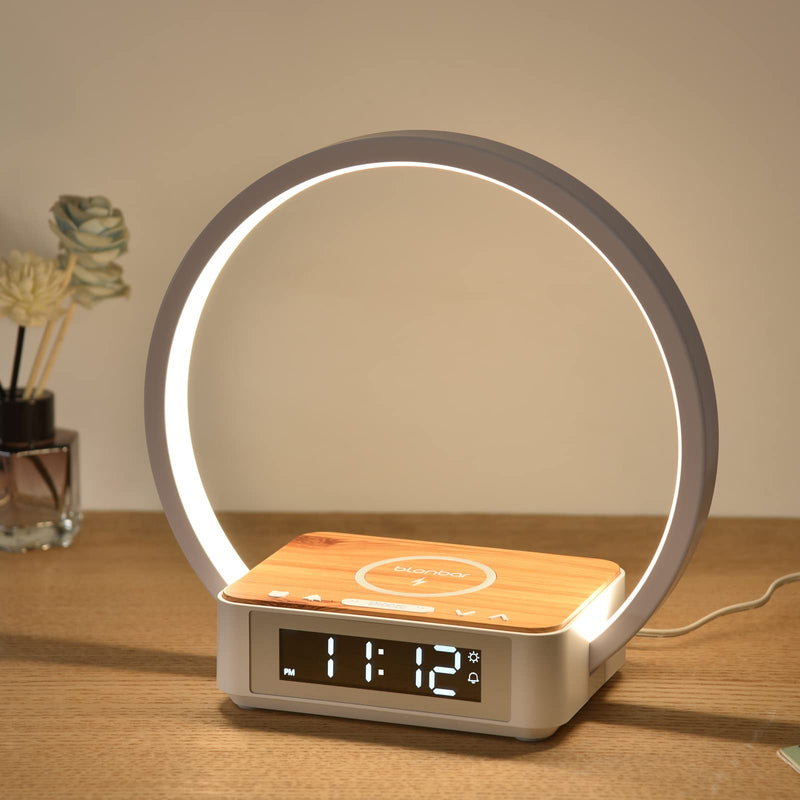 Blonbar Led Bedside Lamp With Charging Function, Table Lamp, Wake Up Light, Alarm Clock, Touch Control, Dimmable, 10 W Wireless Charger & 3 Levels Brightness, Table Lamp For Bedroom, Living Room - NewNest Australia