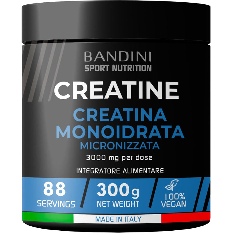 Bandini Creatine Monohydrate Mercury-Free Powder 300 G Pure - High Dose Creatine - Supplement For Training, Sports, Gym And Pre-Workout - Creatine Without Additives - 100% Vegan - Supply For 88 Days - NewNest Australia