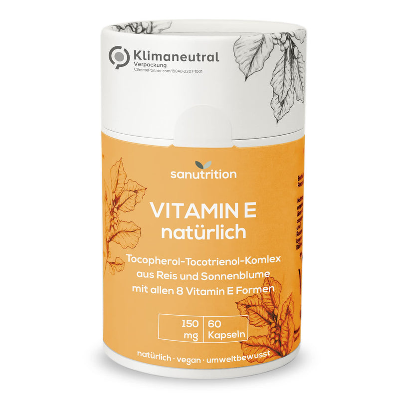 Vitamin E natural 400 IU per capsule | 60 capsules | High dosage | With all 8 forms of vitamin E in particularly good bioavailability | Vegan | 100% ecological paper packaging - NewNest Australia