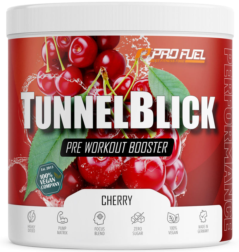 Pre-Workout Booster Cherry - 360 G - Incredibly Delicious - Tunnel View Training Booster With Citrulline, Beta-Alanine, Taurine, Caffeine & Guarana - Optimal High Dose - Made In Germany - 100% Vegan - NewNest Australia