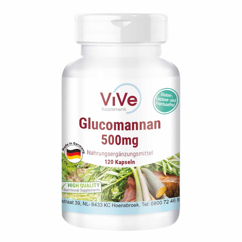 Glucomannan 500mg - 120 vegan capsules made from konjac root extract - natural swelling agent, fiber | Quality from Germany from ViVe Supplements - NewNest Australia