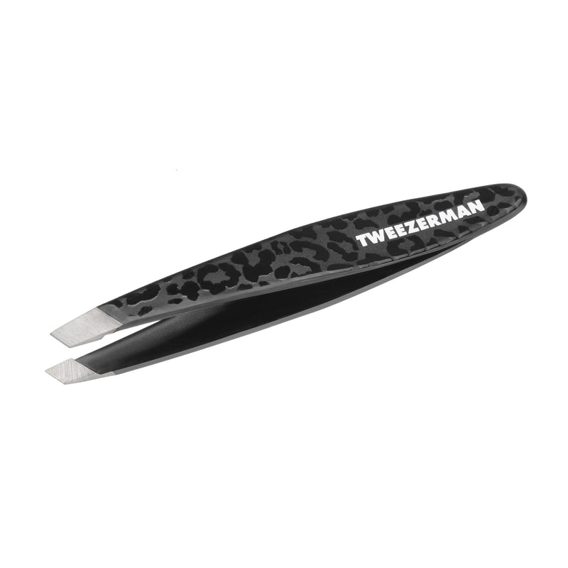 TWEEZERMAN tweezers mini version with hand-filed beveled tip for eyebrow plucking, Black Leopard - NewNest Australia