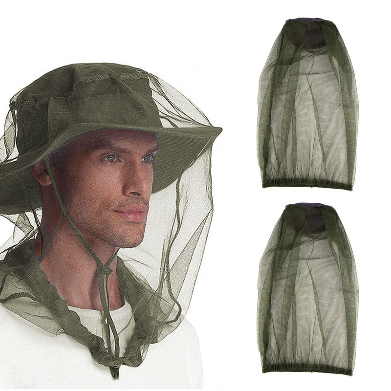 Hat with mosquito net, mosquito net hat, mosquito head net, fly net for face, mosquito hat head net, anti-mosquito bee bug insect, beekeeper protective hat, fly mask cap hat, mesh face protection green x 2 pieces - NewNest Australia