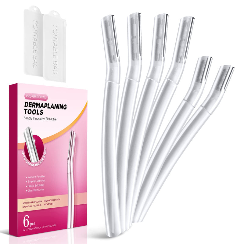 Dermaplane Shaver for Women's Face (Pack of 6) Professional Dermaplaning Tool for Downy Hair, Facial and Eyebrow Hair Removal, Gentle Skin Exfoliating Blade - NewNest Australia