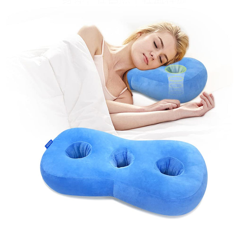 Piercing Pillow For Side Sleepers, Ear Protection, Cnh Pillow With Ear Holes For Pressure Points, Ear Pain Relief, Headphones, Donut Cushion For Head, Ear Cushion, Side Sleeping Pillow (Blue) - NewNest Australia