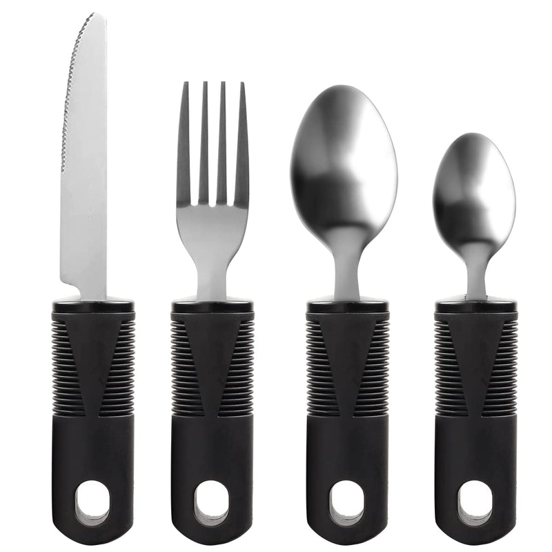 Maotrade 4-Piece Easy Grip Cutlery Set Fork Teaspoon Tablespoon Knife Non-Slip Handles Against Hand Shaking, Not Weighted Adaptive Utensils For Elderly People, Arthritis, Parkinson'S Disabled - NewNest Australia