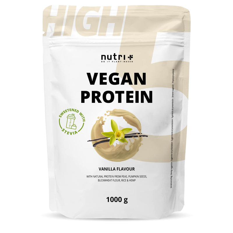 Vegan Protein - Vanilla - Vegan Protein Powder Without Sucralose And Soy With Stevia Protein Powder From Rice, Peas, Hemp, Buckwheat And Pumpkin Seeds - 1 Kg Protein Powder - NewNest Australia