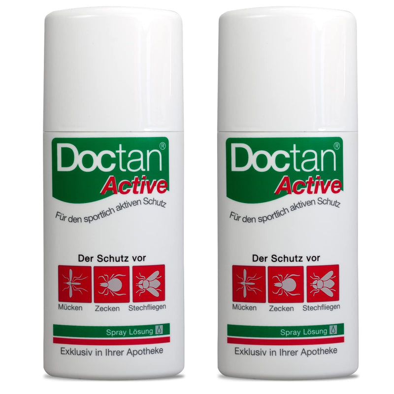 Doctan® Active Spray - double pack - up to 12 hours of protection against mosquitoes, ticks, biting flies, malaria prophylaxis, yellow fever, 2x 100ml - NewNest Australia