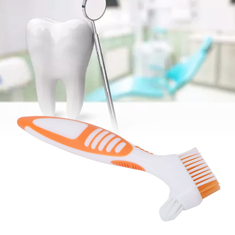Denture cleaning brush, safe plaque removal Denture toothbrush orange Robust double head for partial dentures - NewNest Australia