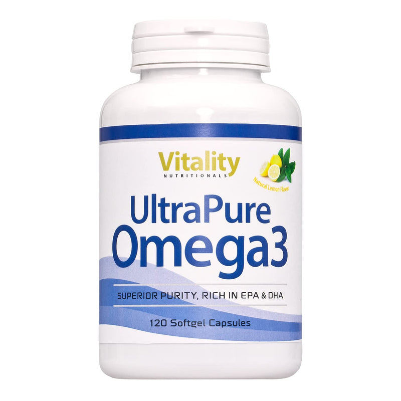 Ultrapure Omega 3 Epa/Dha Capsules, High Dosage, High Bioavailability, 120 Fish Oil Capsules, Vitamin E, Essential Fatty Acids Without Belching, Healthy Heart, Vitality Nutritionals By Vitaminexpress - NewNest Australia