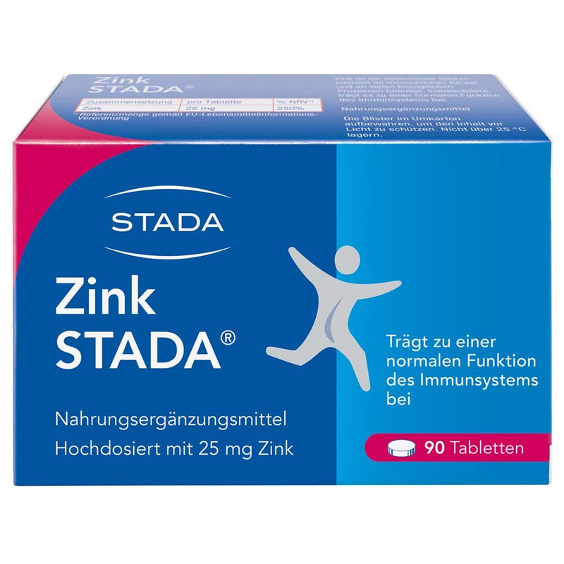 Zinc STADA 25 mg - high-dose dietary supplement to support the immune system and for bones, skin, hair and nails - 1 x 90 tablets - NewNest Australia