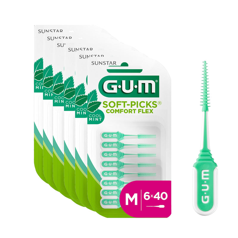 GUM SOFT-PICKS COMFORT FLEX MINT interdental cleaner | Interdental cleaning and plaque removal | Wide Handle And Flexible Neck (M - 6x40) M - [6x40] - NewNest Australia