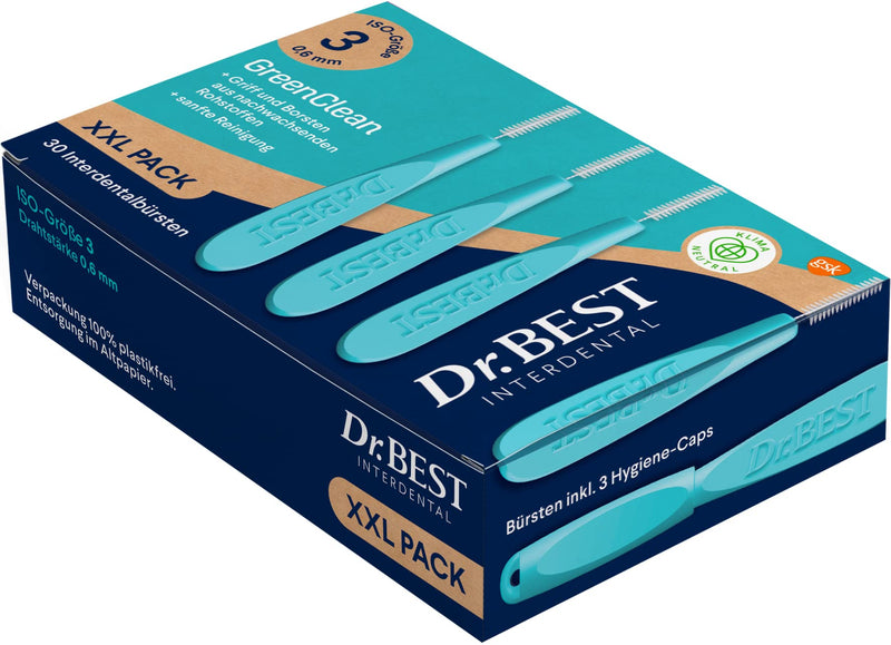 Dr.BEST GreenClean Interdental, Bigpack Size 3, 30 pieces - interdental brushes for gentle cleaning of the spaces between teeth - NewNest Australia