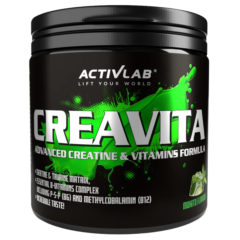 Activlab Creavita 300G | 30 Servings | Mohito Flavor | Creatine, Taurine, B Vitamins | Strength Increase | Powder | 3X Laboratory Tested | Matrix For Bodybuilding | Includes Measuring Cup - NewNest Australia