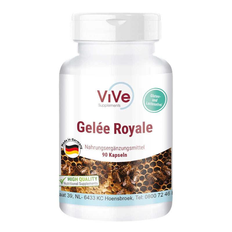 Royal Jelly 500 Mg - 90 Capsules - Standardized To 4% 10-Hda - High Quality According To Iso Standard - Gently Freeze Dried Quality From Germany By Vive Supplements - NewNest Australia
