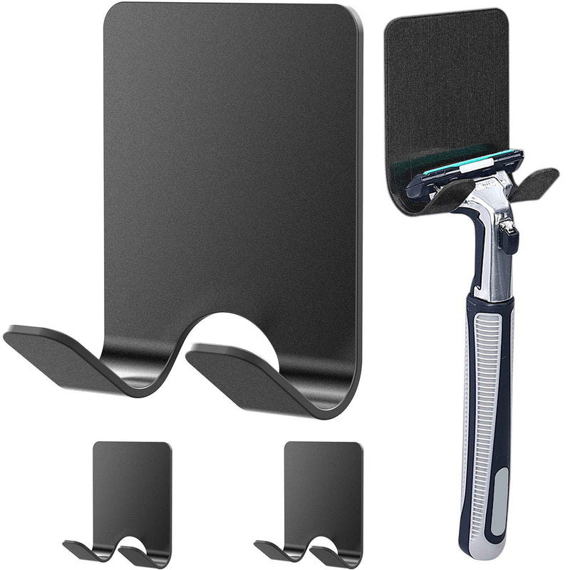 Gorffy Razor Holder Shower, Pack of 3 Razor Holder Shower Stainless Steel, Waterproof Holder for Razors Self-Adhesive, Bathroom Razor Holder, Razor Holder Shower No Drilling (3 Pieces, Black) Black, 3 Pieces - NewNest Australia